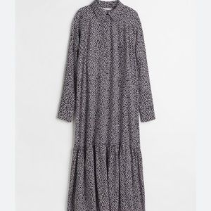 H&M Pattern Shirt Dress - Black White Floral